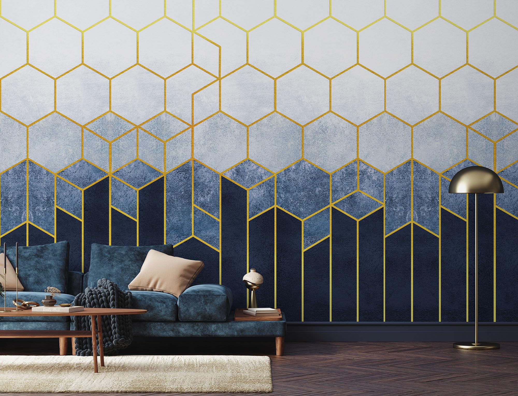 Modern geometric wallpaper in bedroom